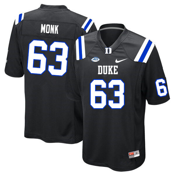 Men #63 Jacob Monk Duke Blue Devils College Football Jerseys Sale-Black
